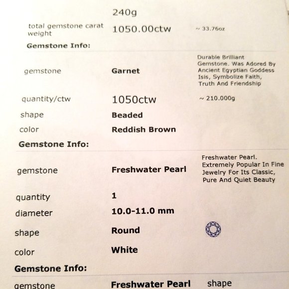 Pearls & Garnet 14K Gold Lariat Necklace – 48" Statement Strand, 1,050ctw - Picture 3 of 8